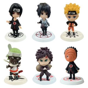 Bandai | Action Figure 6 Pcs/Lot NARUTO Sasuke Gaara Uchiha Madara Figure 7-8cm 2 Style Personality Base Mini Figurines