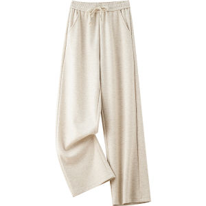 Acetate Wool Fleece Wide Leg Pants Womens Loose Lazy Style Tencel Pants High Waist Cotton Straight Leg Pants Autumn Winter