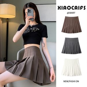 High Waist A-Line Mini Skirt Black Pleated Skirt Spring Summer 2023 New Style College Girls Cute Style Polyester Fiber
