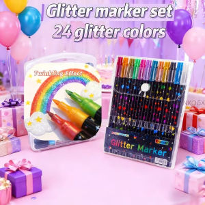 24-colour double-ended glitter pen using quick-drying ink double-ended drawing pen suitable for journaling crafts and gift