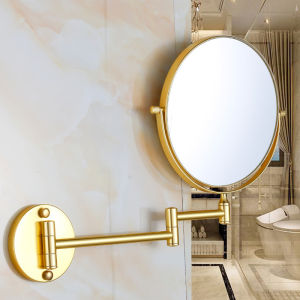 Gold/Black Frame 360 Degree Rotation Double-sided Circular Mirror Retractable and Fold Bathroom Mirror Wall Decorative Mirror