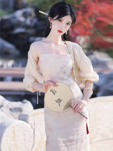 สไตล์จีนย้อนยุคแบบสั้น แขนกุด ปกปิด ผู้หญิง ฤดูร้อน แจ๊กเก็ตแฟชั่นแบบบาง เปลือกหอย เสื้อท่อนบน คอวีแขนยาวติดกระดุม เสื้อโค้ท