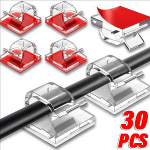 30Pcs Self-adhesive Mini Cable Holder Organizer Clamp Management For Home Wire Festive Christmas Light String Fixer Clips