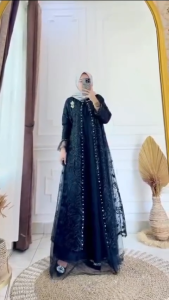 COD Lydia Dress BUSUI Tille Brokat Gamis Dewasa Terbaru 2025 Viral Dress Wanita Kondangan Kekinian
