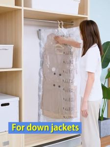 Hanging no-extraction down jacket vacuum storage bag Hanging Vacuum Organizer Closet hanging vacuum storage bag for jacket vacuum storage bag with hanger Clothes vaccum with hanger hanging compression bag