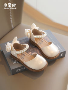 Princess Style Summer Performance Shoes for Girls White Leather Sandals Childrens Show Shoes Butterfly Knot Casual Flats