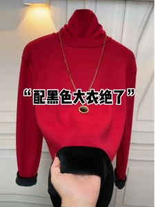 เสื้อเชิ้ตคอตั้งหนาแบบสวมหัวผ้าขนแกะผสมสำหรับฤดูหนาว ทรงหลวม สไตล์เกาหลี เสื้อชั้นในแขนยาว ปกโปโล ทรงเข้ารูป อบอุ่น แฟชั่น