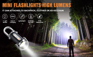 XT Keychain Flashlights EDC Mini Flashlights COB Keychain Work Light Flashlights 7 Light Modes