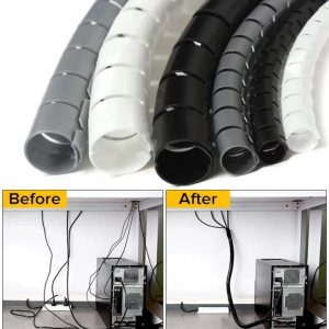 Flexible Spiral Cable Wire Protector Cable Organizer Computer Cord Protective Tube Clip Organizer Management Tools 1M 28/22mm