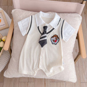 ชุดหน้าร้อน สําหรับเด็กอายุ 6-12 เดือน เด็กทารก เด็กชาย A-class Pure ผ้าฝ้าย เสื้อผ้าชิ้นเดียว สไตล์เกาหลี มีการถ่ายภาพรุ่นบาง