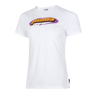 Áo Thun Thể Thao Tay Ngắn Màu Trắng Dành Cho Nữ Của Puma 630565-02 Áo Tập Thể Dục Bằng Cotton