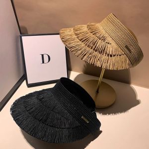 New Designer Fashion brand Sun fringe straw hat Womens summer empty top Sun hat Outdoor Parma UV protection beach sun hat