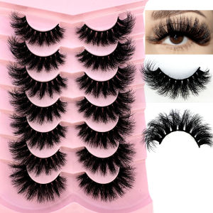 ใหม่ 7 คู่ Cat Eye Lashes Fluffy Faux Mink Lashes 8D Wispy Lashes Pack Dramatic ยาวขนตาหนาขนตาปลอม