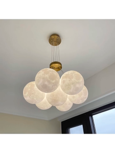 Modern 3D Printed Moon Light - Adjustable Tri-Color LED Pendant for Bedroom Living Room Home Decor