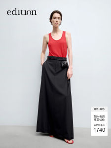 Womens Long A-Line Wool Suit Skirt Spring 2025 Edition Loose Fit Natural Waist Polyester Blend Pure Color Fashionable