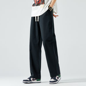 Spring Summer Thin Lengthened Casual Pants Loose Straight Leg Wide Leg Pure Cotton Workwear Trousers for Tall Men
