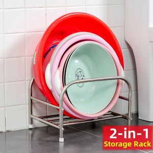 FUXINZHI | Stainless Steel Floor Standing Face Basin Storage Rack