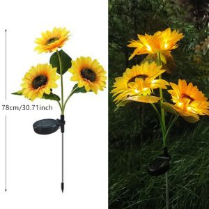Outdoor Sunflower Solar Lights with 3LED/1LED Sunflower Yellow Flower Lights for Yard Villa Lawn Home Garden Pathway Decoration