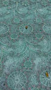 OLEVO | 2026 Nigerian High-Quality Wedding Dress Fabric 5Yard Tulle Lace Embroidery Sequins Guipure Chiffon for Party Sewing AT2855