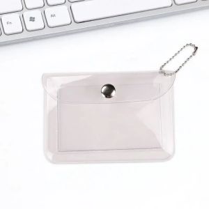Korean Ins Style Transparent PVC Card Holder Keychain with Snap Button Portable Mini ID Bank Card Pouch Bag for Keys & Bags