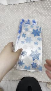 Snowflakes Plastic Bags Transparent Open Top Packing Cookie Candy Wedding Christmas Cellophane Party Favor Bag Xmas Supplie 50pc