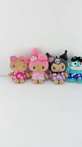 Sanrio | New Sanrio Hawaiian Black Leather Clownfish Kulomie Melody Kt Doll Pendant Backpack Keychain Cartoon Soft Stuffed Birthday Gifts
