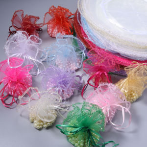 10pcs 26cm Tulle Fabric Drawstring Bags Wedding Christmas Birthday Candy Favors Gift Display Packaging Bag Round Organza Pouches