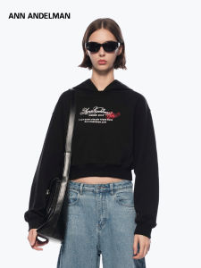 ANN ANDELMAN | Kangaroo Pocket Printed Hooded High Waist Sweatshirt