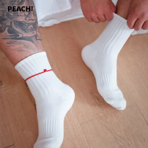 PEACHBOY Japanese Style Thick Cotton Towel Mid-Calf Sports Socks Absorbent Breathable Simple Basic Popular Internet Red Socks