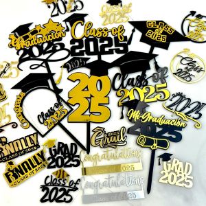 2025 Congrats Grad Cake Topper Class of 2025 Themed Graduation Cake Decorations for University College High School Celebration Party Supplies