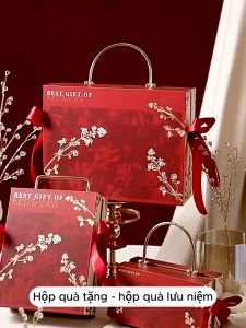 Hộp quà tặng - hộp quà lưu niệm hộp ĐỎ CÀNH HOA Hộp Quà Tết Lễ Cưới...