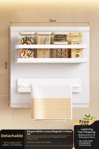 AUZZO | Magnetic Multi-purpose Storage Rack Spice Holder Paper Towel Pot Cover Film Hanger