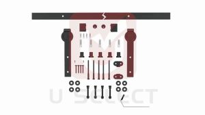 ชุดรางเลื่อนประตูสไลด์ เหล็กคาร์บอนสีดำ 5 ประตู รางประตู ล้อเลื่อน