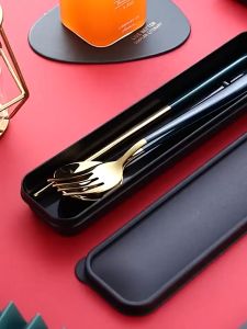 STAINLESS STEEL 3 in 1 PORTABLE CUTLERY SET Spoon Fork Chopstick Set Travel EAT SET KL READY STOCK
