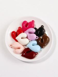 4pcs Acrylic Irregular Love Pendant Color Paint Oblique Hole Peach Heart Pendant DIY Hand Chain Phone Chain Pendant Accessories