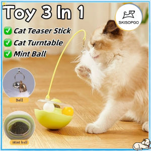 SKISOPGO Cat Toy Ball Feather Tumbler Cat Stick Self-Happy Cat Toy Supplies Cat Teaser Stick