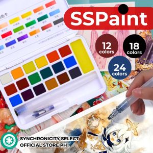 Solid Watercolor Paint Set 12/18/24 Color SYNCA - Free Refillable Paint Brush - Portable Watercolor Painting Set for Beginners Students & Children - Gouache Drawing & Art Supplies