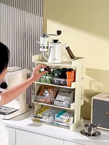 Coffee Station Organizer Kitchen Storage Organizer Mug Storage Rack Multi-Compartment Storage for Coffee