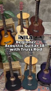 INILA E1 Acoustic Guitar 38" with Truss Rod - Nat/BK/SB/Violet/Brown/Blue/White/Pink - Pack