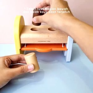 Waktu Belajar Pushing Pegs Turning 1 Series - Stimulasi Jari Bayi Mainan Motorik Kayu Usia 9-18 Bulan