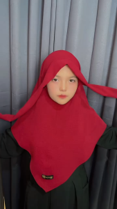 Kerudung Khimar bandana Anak Crinkle Airflow  Bergo Tali Anak Malay Cringkle Air flow Premium