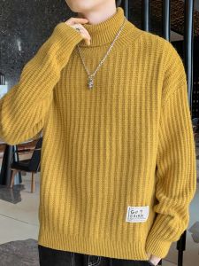 ROMON | เสื้อสเวตเตอร์คอกลมหลวมๆ ลำลองสำหรับผู้ชาย ดีไซน์ใหม่ฤดูใบไม้ร่วง/ฤดูหนาว 2024 ด้ายทอแบบหนา อบอุ่น สวมใส่สบาย