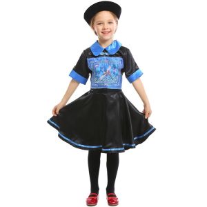 Adult Women Halloween Costume for Kids Girls Embroidery Chinese Zombie Pretend Play Stage Play Parent Child Clothes Chinese Vampire Cosplay Costume Set Birthday Party Dressing Party Photoshoot Costume
