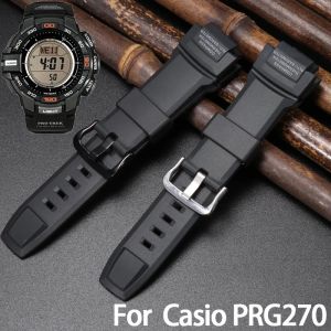 อุปกรณ์เสริมนาฬิกาเหมาะสำหรับ Casio Protrek Prg270 PRG-270บุรุษกันน้ำสำหรับกีฬาสายนาฬิกาสร้อยข้อมือหัวเข็มขัดหมุดยึดยาง