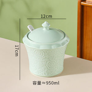 กระปุกน้ำมันหมูเซรามิกทนอุณหภูมิสูงกระปุกน้ำมันหม่าล่าสำหรับห้องครัวใช้ในบ้านกระปุกปรุงรสพริกพร้อมฝาปิดสำหรับใส่น้ำมันพริก