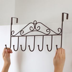 HK.1pcs Rear door hook 7 hole hook Stainless steel hook Door rear hook door hanging clothes hanging door rear rack nail free clothes hook