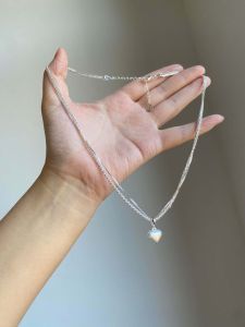 Double Layered Silver Brushed Heart Necklace Womens Minimalist Korean Style Alloy Clavicle Chain Fashion Jewelry Accessory