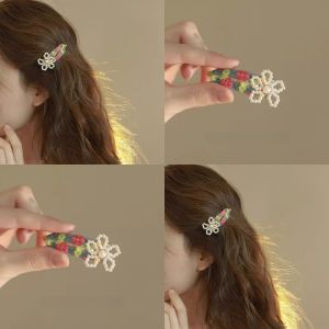 Princess Style Pearl Flower Hair Clip Womens Bangs Side Hair Accessories Korean Style Fashion Jewelry Hairpins Headwear