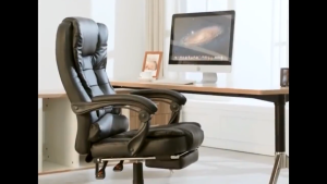 HAHABABY Ergonomic Leather Office Chair Comfortable Boss Computer Chair with Footstool Lift Reclining Massage Chair