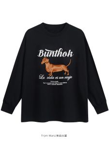 Áo Thun Dài Tay Thường Ngày Dễ Thương Hình Chồn in Họa Tiết Cặp Đôi Thoải Mái Thoáng Khí Mùa Thu Phong Cách Thường Ngày